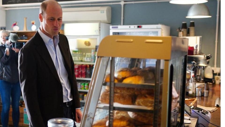 Prince William during a visit to St Mary's Harbour