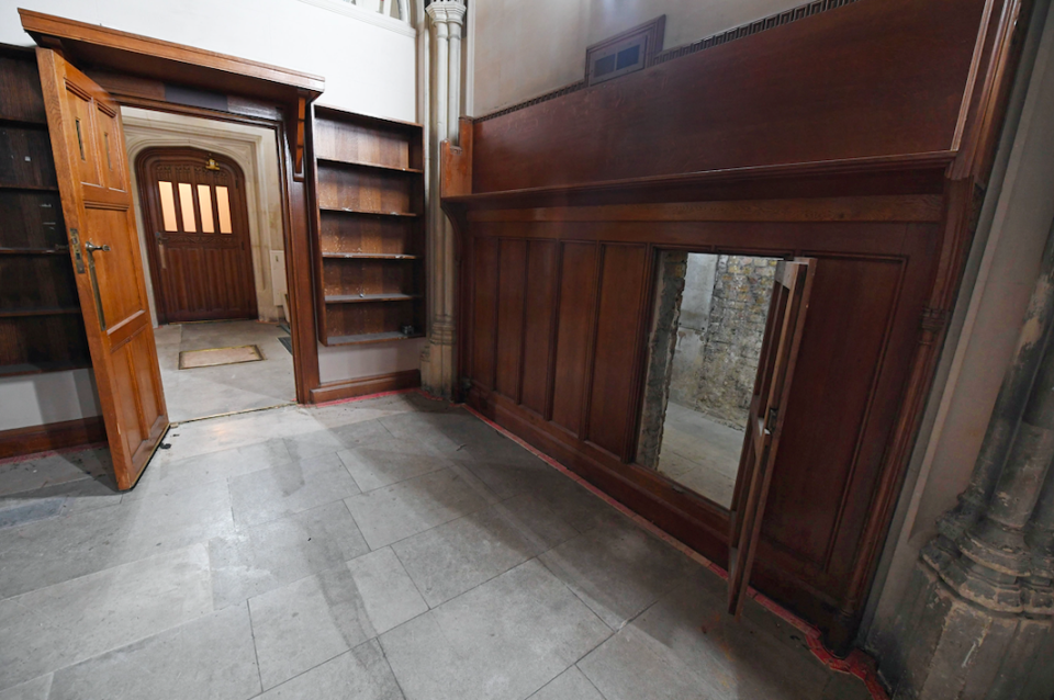 For the past 70 years, the entrance had remained forgotten behind wooden panelling. (PA)