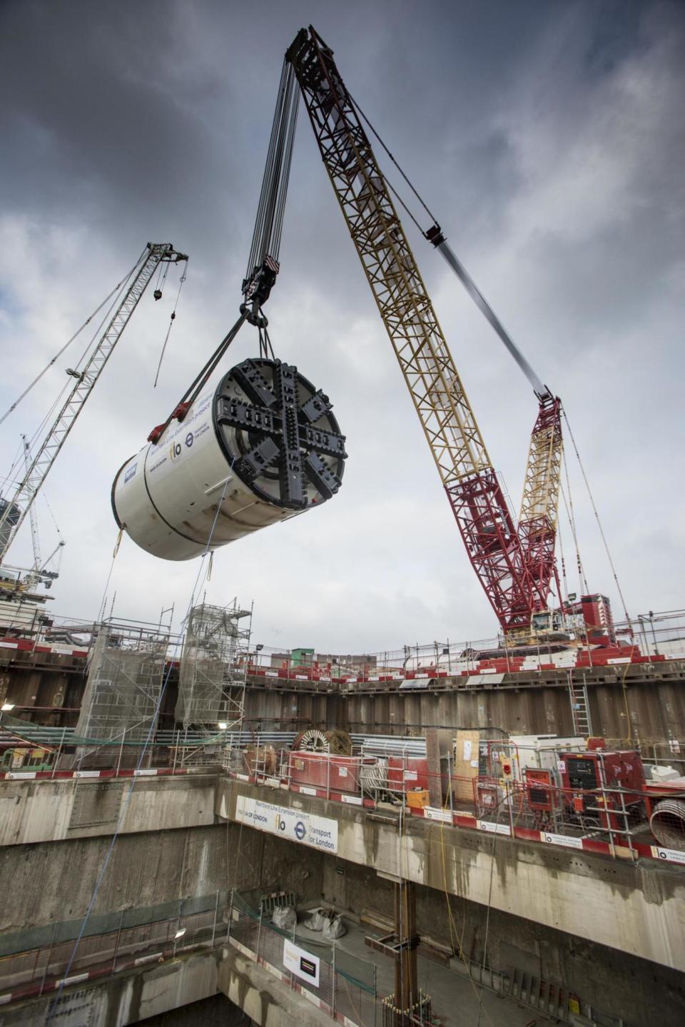 Lowered into place: One of the two giant machines