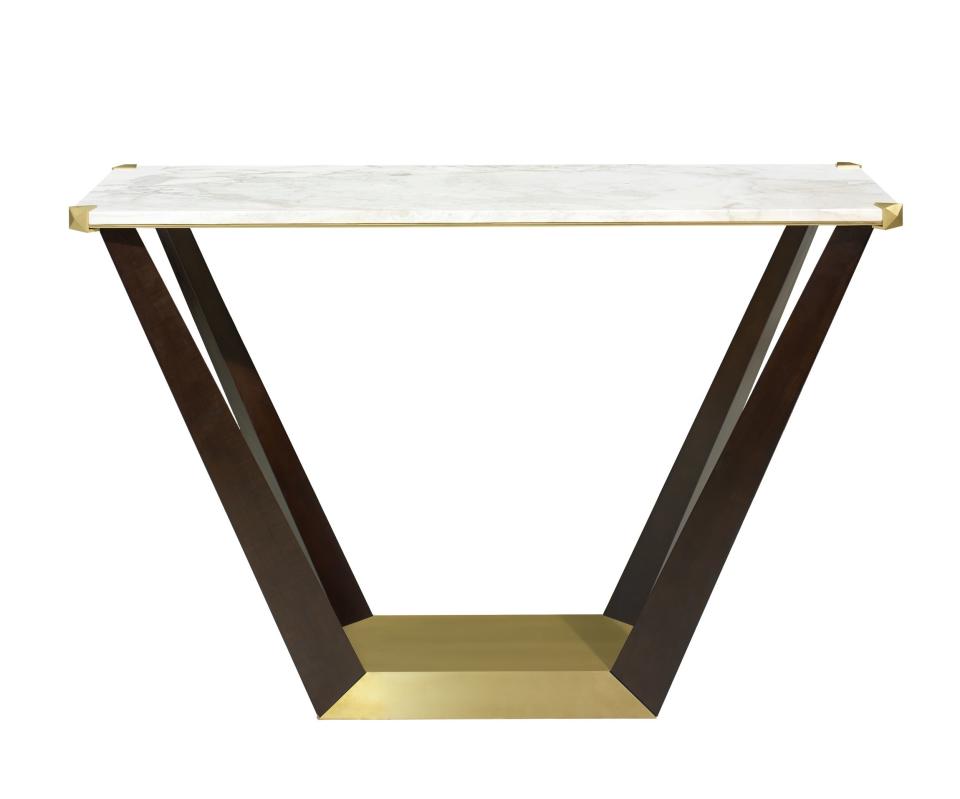 <p>The Sayre console in Calacatta marble.</p>