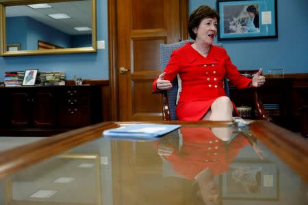 U.S. Senator Susan Collins (R-ME) speaks during an interview in her office on Capitol Hill in Washington, U.S., July 24, 2017. REUTERS/Aaron P. Bernstein