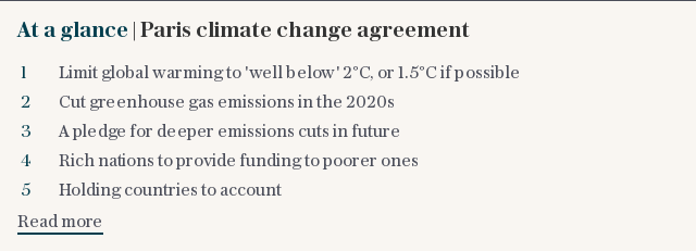 At a glance | Paris climate change agreement