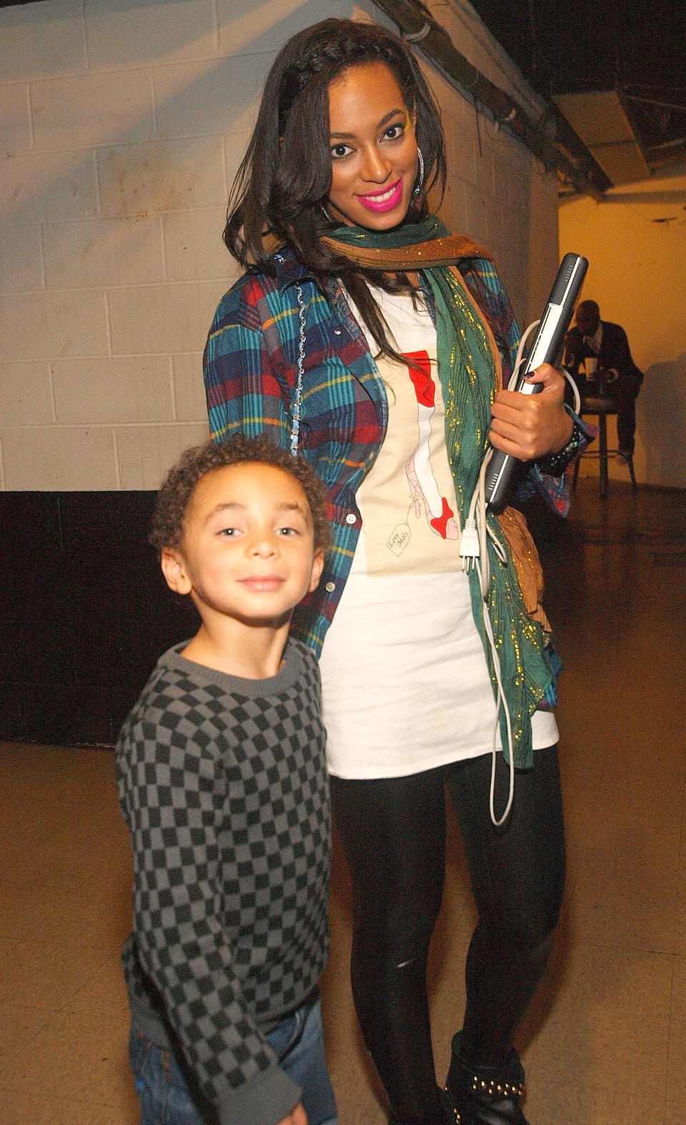 ATLANTA - MARCH 12: Daniel "Juelz" Smith and Solange backstage at the Estelle and Solange Concert at Center Stage on March 12, 2009 in Atlanta, Georgia. (Photo by Prince Williams/Getty Images)