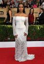 <p>“Actors are activists no matter what,” Kerry Washington, wearing a white sheer dress, said during the SAG Awards ceremony. (Photo: Getty Images) </p>