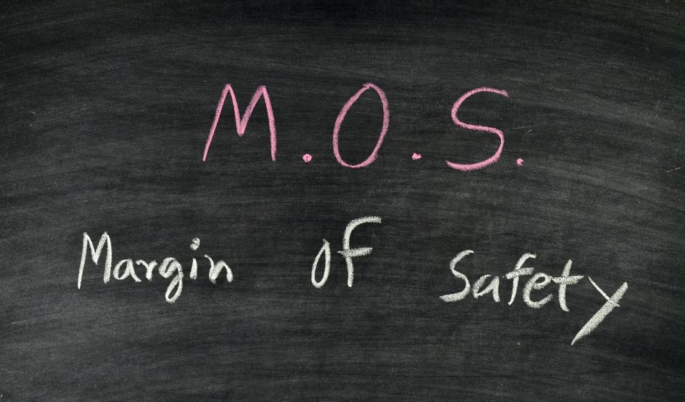 The words margin of safety written on a chalkboard.