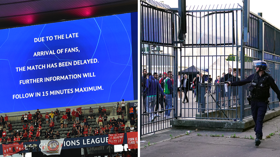 The Champions League final was delayed after some chaos involving Liverpool fans.