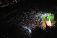 The strong 6000-people crowd at the SDP rally from an aerial viewpoint. Sunday, May 1. (Yahoo! photo/ Faris Mokhtar) 