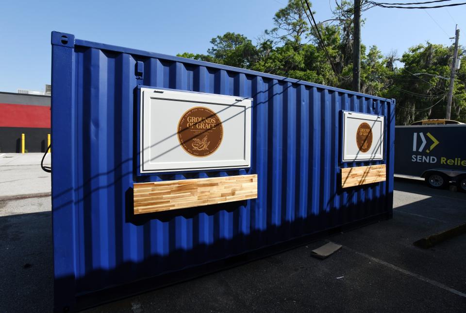 This shipping container is being modified into the nonprofit Grounds of Grace coffee shop with plans for more in Jacksonville.