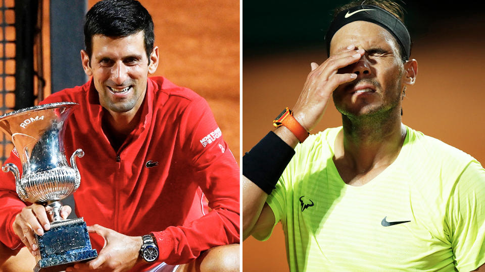 Novak Djokovic and Rafael Nadal, pictured here at the Italian Open in Rome.