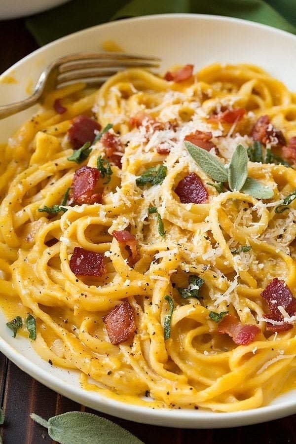 Butternut Squash Carbonara on a plate