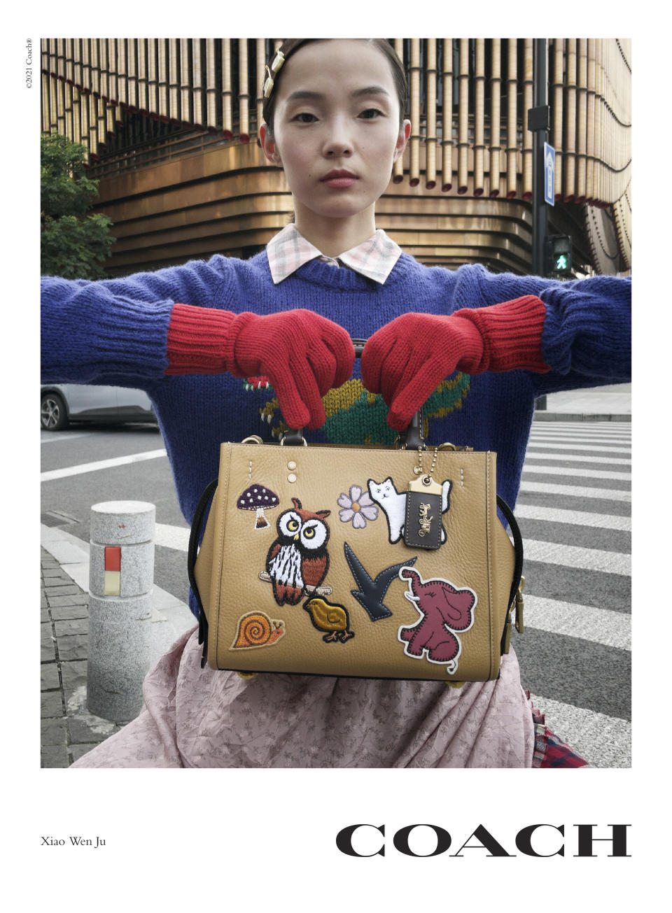 Xiao Wen Ju stars in Coach’s campaign reintroducing its iconic Rogue bag as part of its fall collection. - Credit: © 2021 Juergen Teller