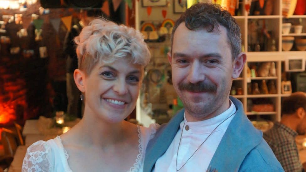 Linn Johansson and Matthew Johnson at their wedding party last year