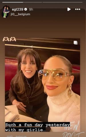 <p>Elaine Goldsmith-Thomas/Instagram</p> Elaine Goldsmith-Thomas with Jennifer Lopez.