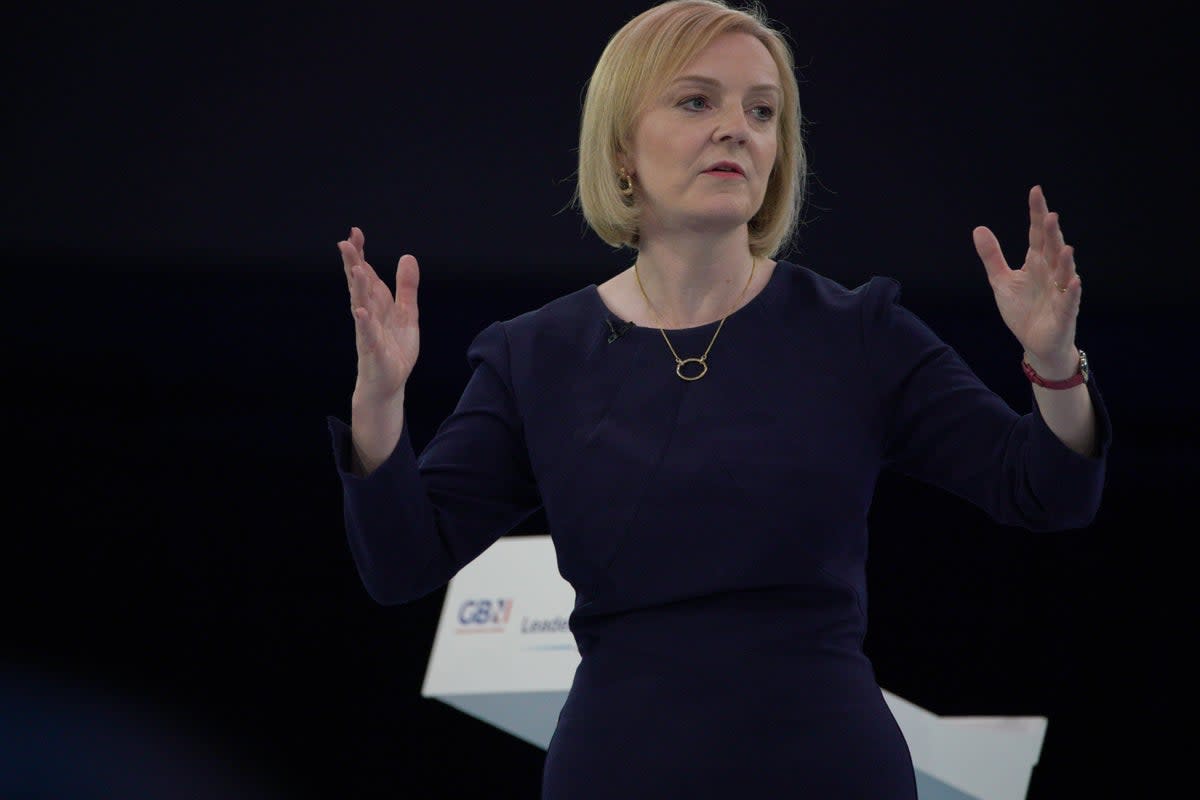 Liz Truss during a hustings event at Manchester Central Convention Complex (Peter Byrne/PA) (PA Wire)