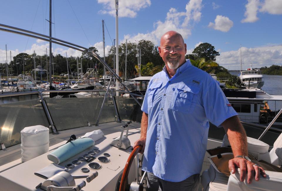 Randy Stephens rode out the storm on Aquamarine, a  64-foot Hatteras, docked at Cape Crossing Marina on Merritt Island.