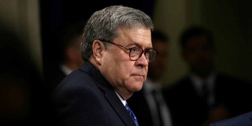 FILE PHOTO: U.S. Attorney General William Barr is pictured after a farewell ceremony for Deputy Attorney General Rod Rosenstein at the U.S. Department of Justice in Washington, U.S., May 9, 2019. REUTERS/Leah Millis