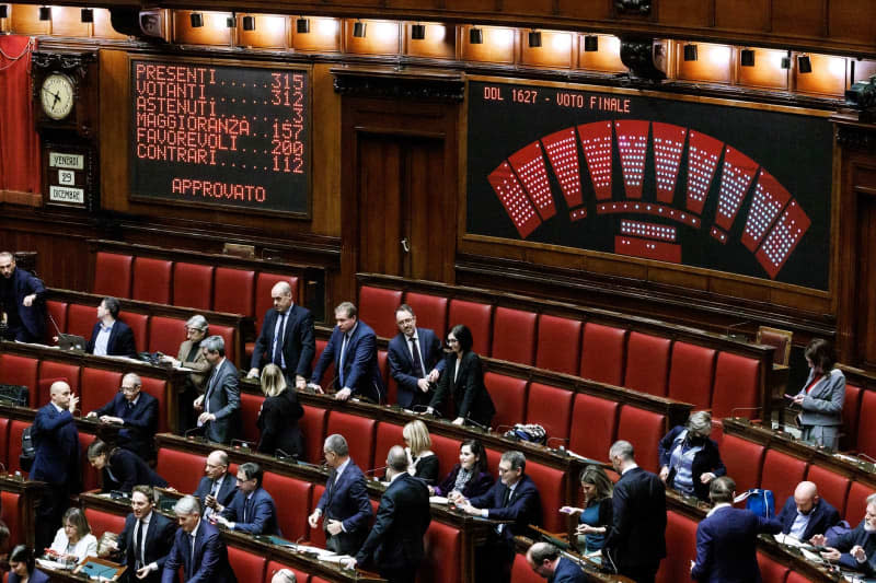 A billboard shows the results of the lawmakers' vote during the Chamber of deputies final vote on budget bill. Roberto Monaldo/LaPresse via ZUMA Press/dpa