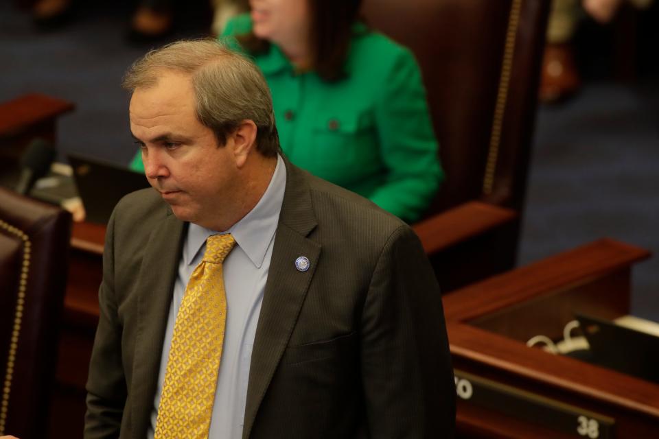 Sen. Joe Gruters, R-Sarasota, stands at his desk as the Florida Senate is in session Tuesday, April 30, 2019. 