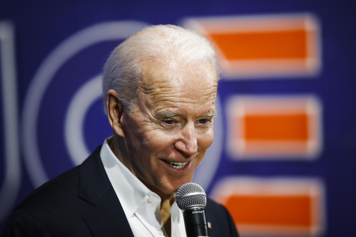 Democratic presidential candidate former Vice President Joe Biden speaks during a campaign event, Thursday, Jan. 30, 2020, in Newton, Iowa. (AP Photo/Matt Rourke)