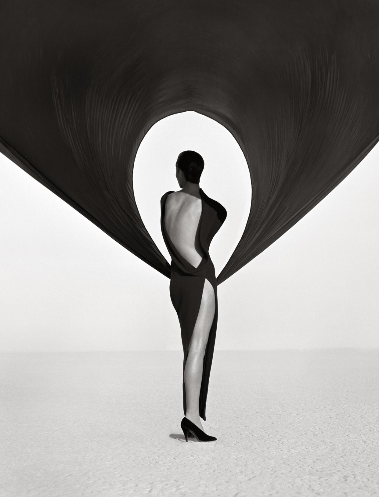 Versace Dress (Back View), El Mirage 1990 (Herb Ritts Foundation, Courtesy of Fahey Klein Gallery, Los Angeles/PA)