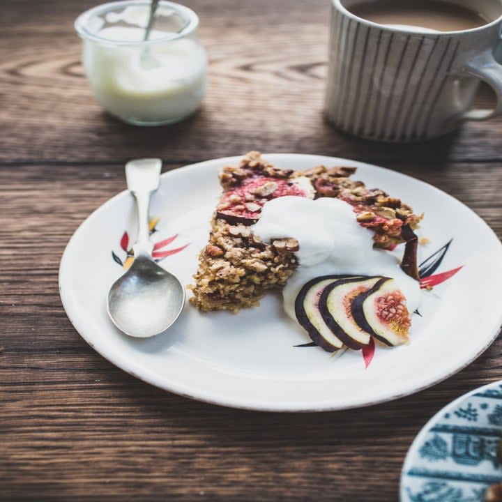 A slice of baked oatmeal.