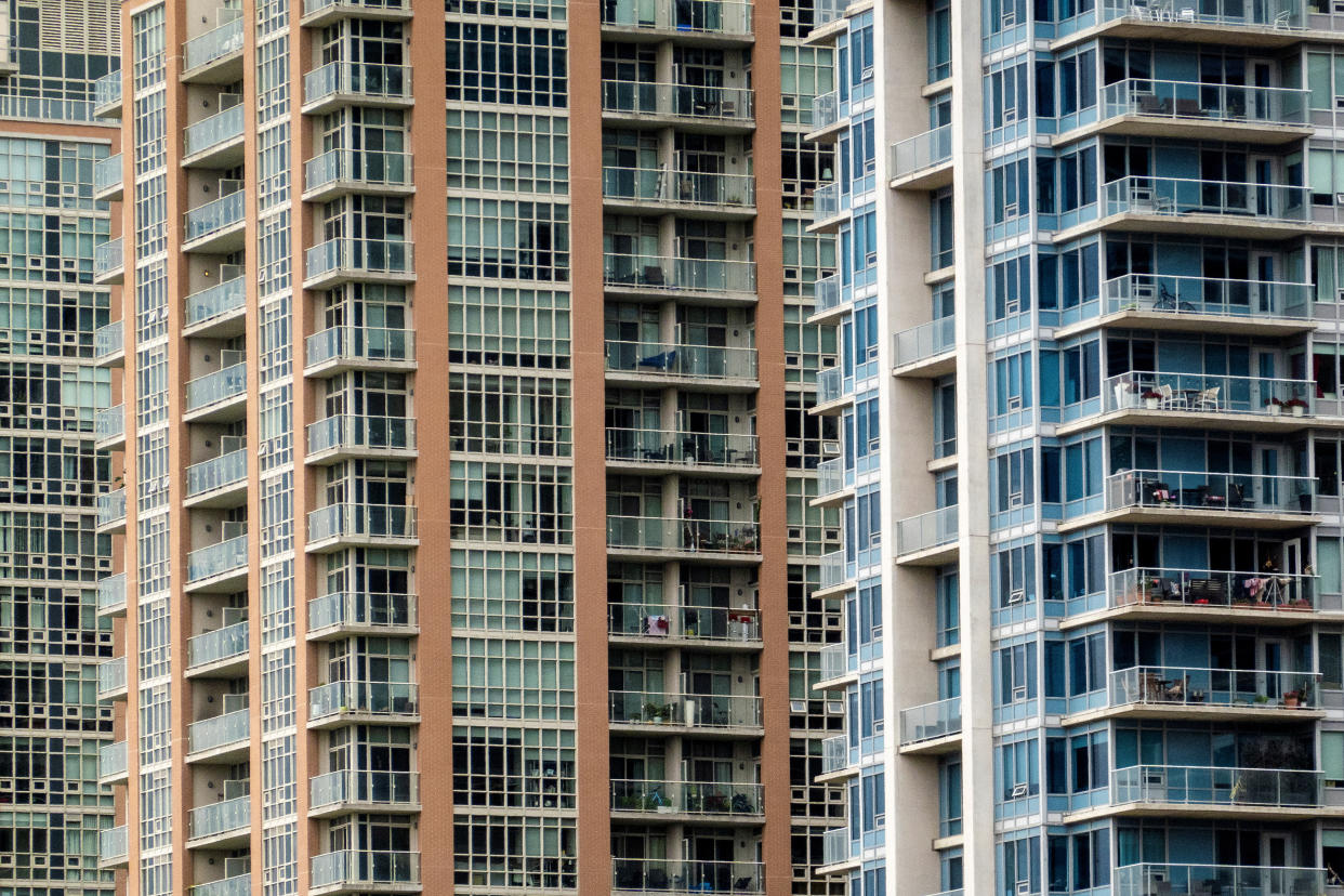 A view shows condo buildings in Liberty Village neighbourhood in Toronto, Ontario, Canada July 13, 2022.  REUTERS/Carlos Osorio