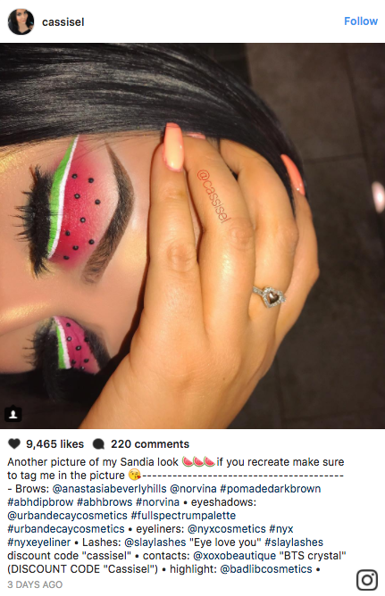 Makeup artists on Instagram have been creating delicious watermelon makeup look on their lips and eyelids.