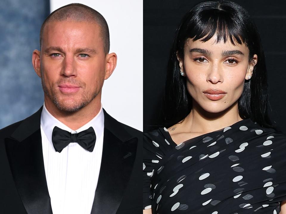 Left: Channing Tatum in March 2023. Right: Zoë Kravitz in September 2023.