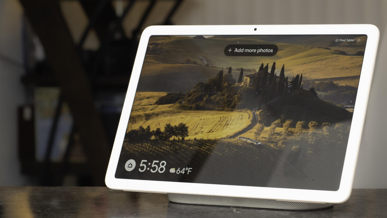  Google Pixel Tablet on a kitchen counter 