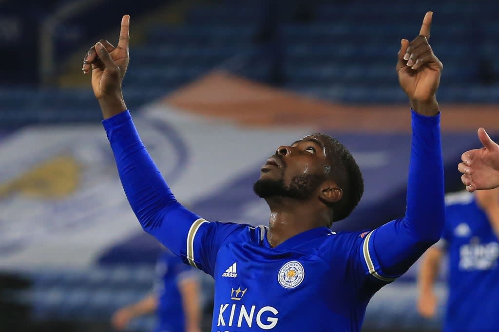 Kelechi Iheanacho celebrates  (AFP via Getty Images)