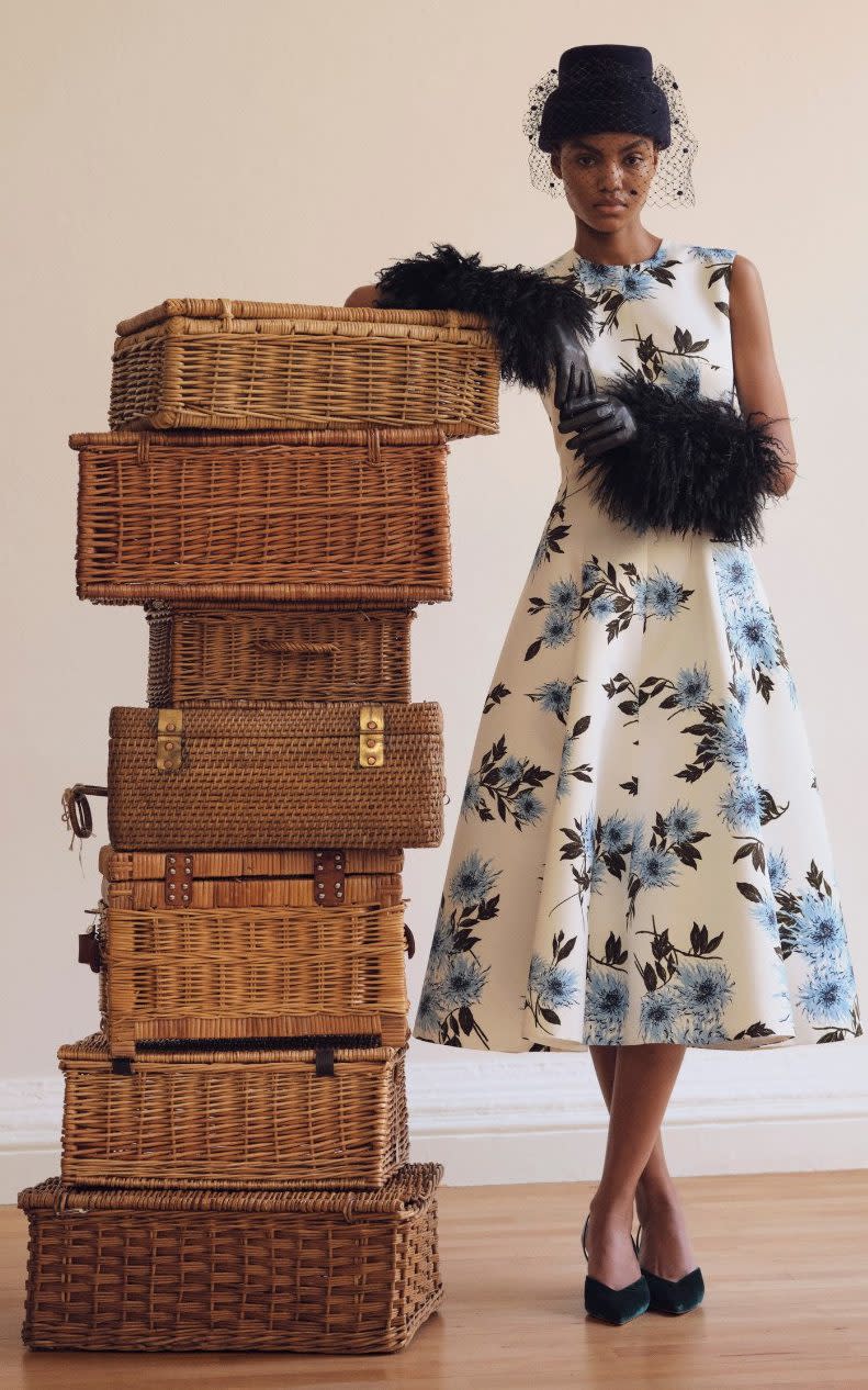 Emilia Wickstead frock; Paula Rowan gloves