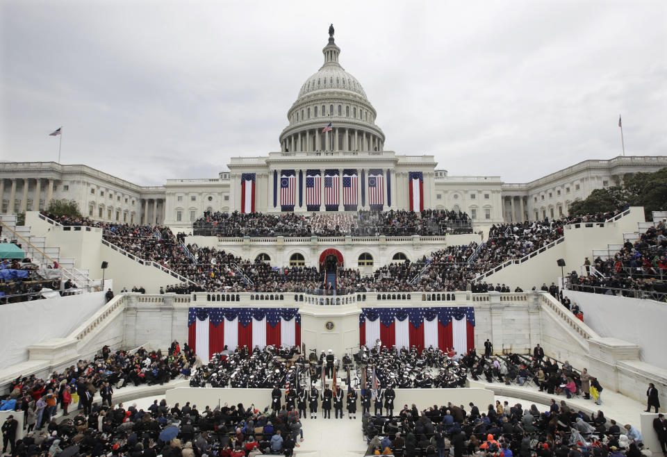 President Donald Trump delivers his inaugural address after being sworn in as the 45th president of the United States on Jan. 20, 2017. (Photo: Patrick Semansky/AP)