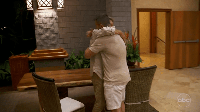 <p>ABC</p> Gerry hugs Jesse on 'The Golden Bachelor'