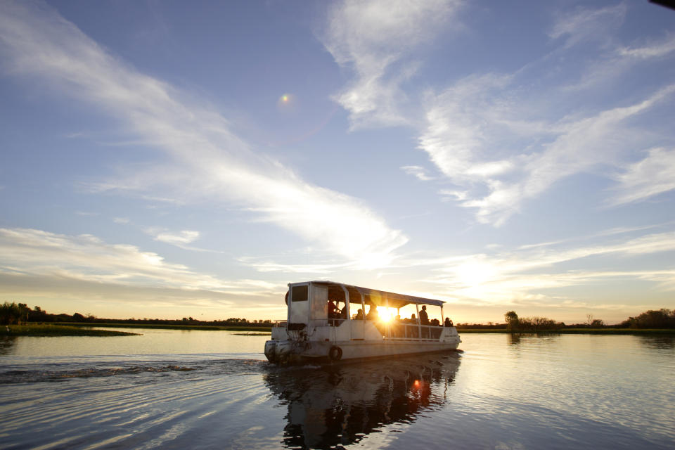 A sunrise cruise on the Yellow Water Billabong is recommended for anyone keep to spot a crocodile. Photo: Supplied