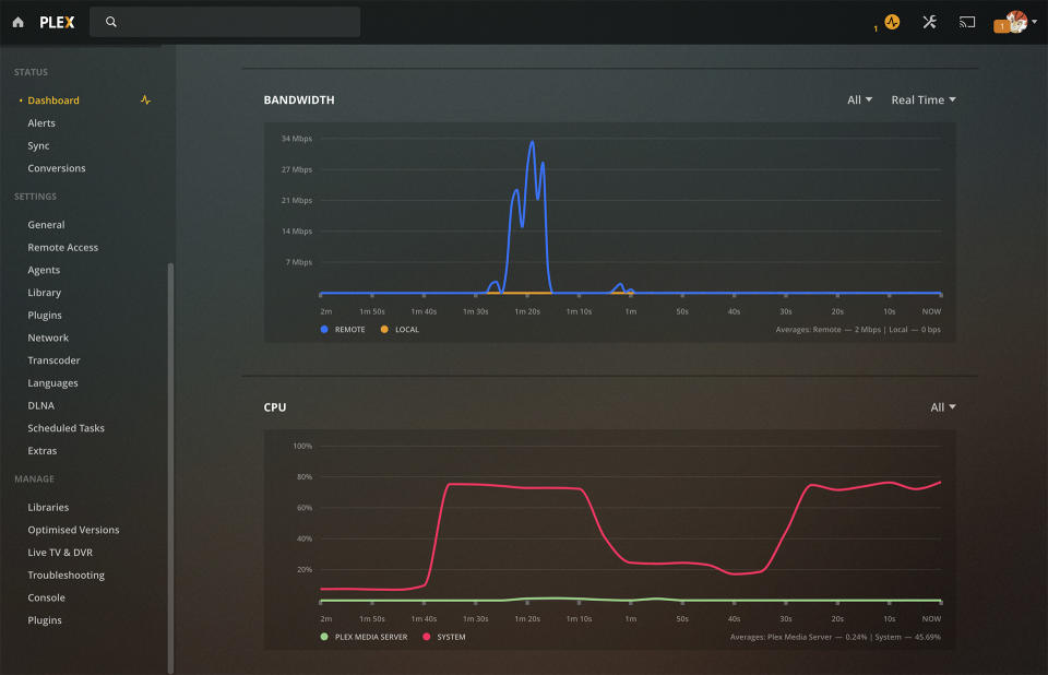 Plex web interface