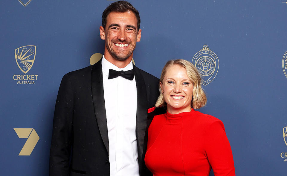 Mitchell Starc and Alyssa Healy, pictured here at the Australian Cricket Awards.