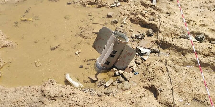 Explosive objects that the water brought to the river banks in Novovorontsovka and Osokorivka after the destruction of the Kakhovskaya HPP dam