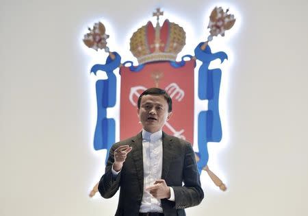 Founder and Executive Chairman of Alibaba Group Jack Ma speaks during a session of the St. Petersburg International Economic Forum 2016 (SPIEF 2016) in St. Petersburg, Russia, June 17, 2016.REUTERS/Stoyan Vassev/TASS/Host Photo Agency/Pool/Files