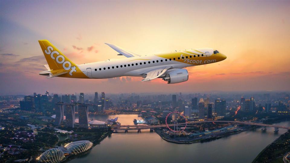 酷航宣布向巴西航空工業公司（Embraer）訂購的E190-E2全新客機將陸續交機。（酷航提供）