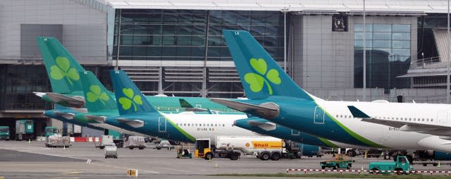 Aer Lingus jets parked up on the runway of Dublin airport