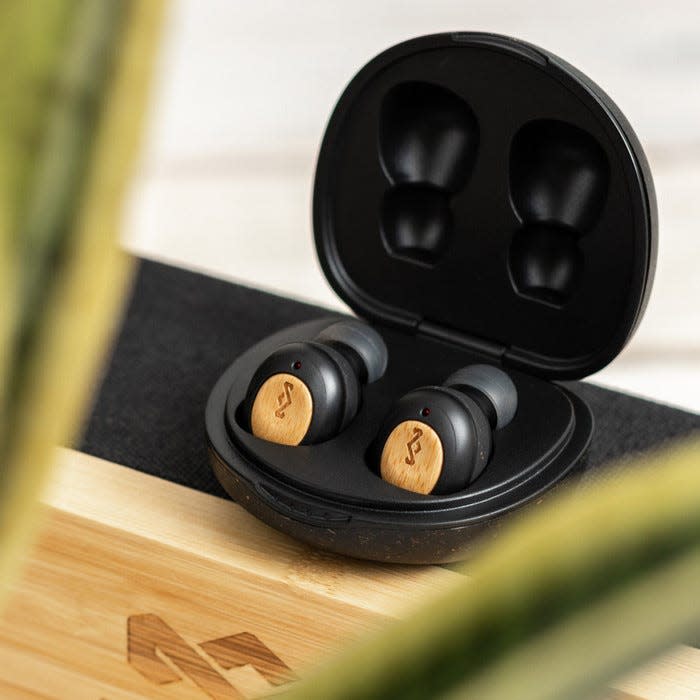 The Champion True Wireless Earbuds ($50) from House of Marley wirelessly pairs with a nearby Bluetooth device for well-balanced music, clear podcasts, and stereo voice communication for phone calls.