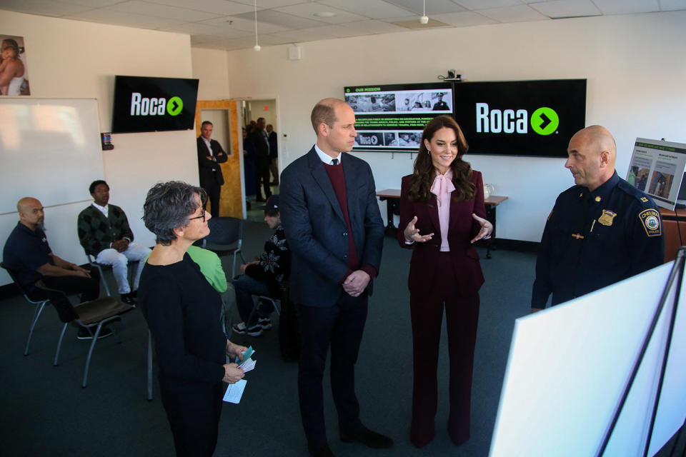 <p>During their visit to Roca, the royal couple met with Molly Baldwin (left), founder of the organization. </p>