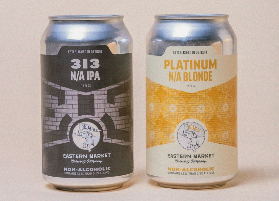313 NA IPA and Platinum N/A Blonde, two nonalcoholic beers from Eastern Market Brewing Co.