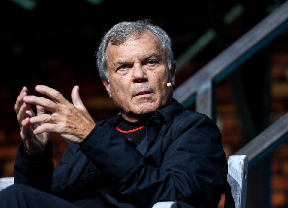 LISBON , PORTUGAL - 7 November 2019; Sir Martin Sorrell, Executive Chairman, S4 Capital, on PandaConf Stage during the final day of Web Summit 2019 at the Altice Arena in Lisbon, Portugal. (Photo By Eóin Noonan/Sportsfile for Web Summit via Getty Images)