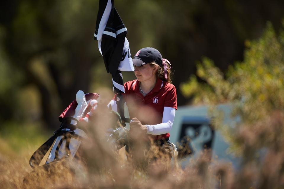 May 23, 2022; Scottsdale, Arizona, USA; Brooke Seay of Stanford makes her way to the 9th hole during round four of the NCAA Division 1 Women’s Golf Championships at Grayhawk Golf Club.