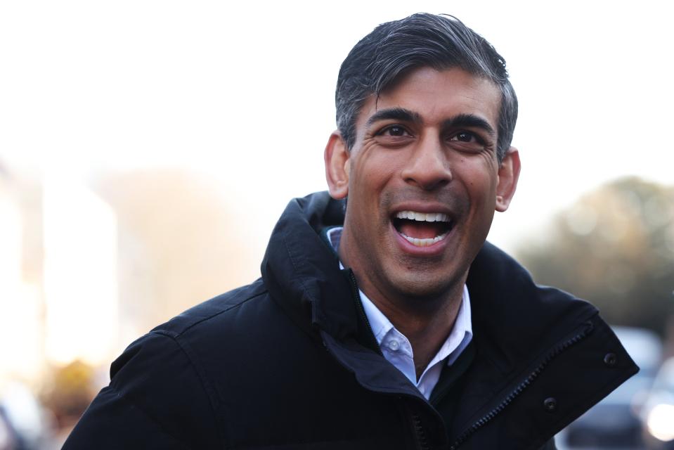 Sunak walks through the local streets during a visit to Winchester (Getty Images)