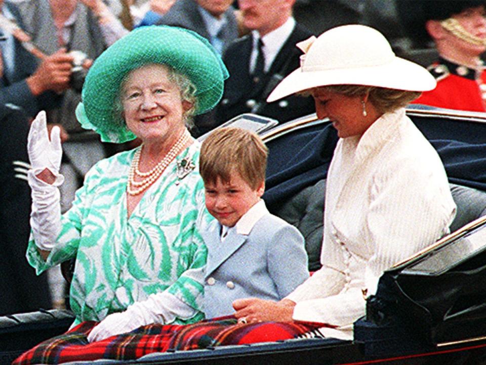 William, Diana, and Queen Mother