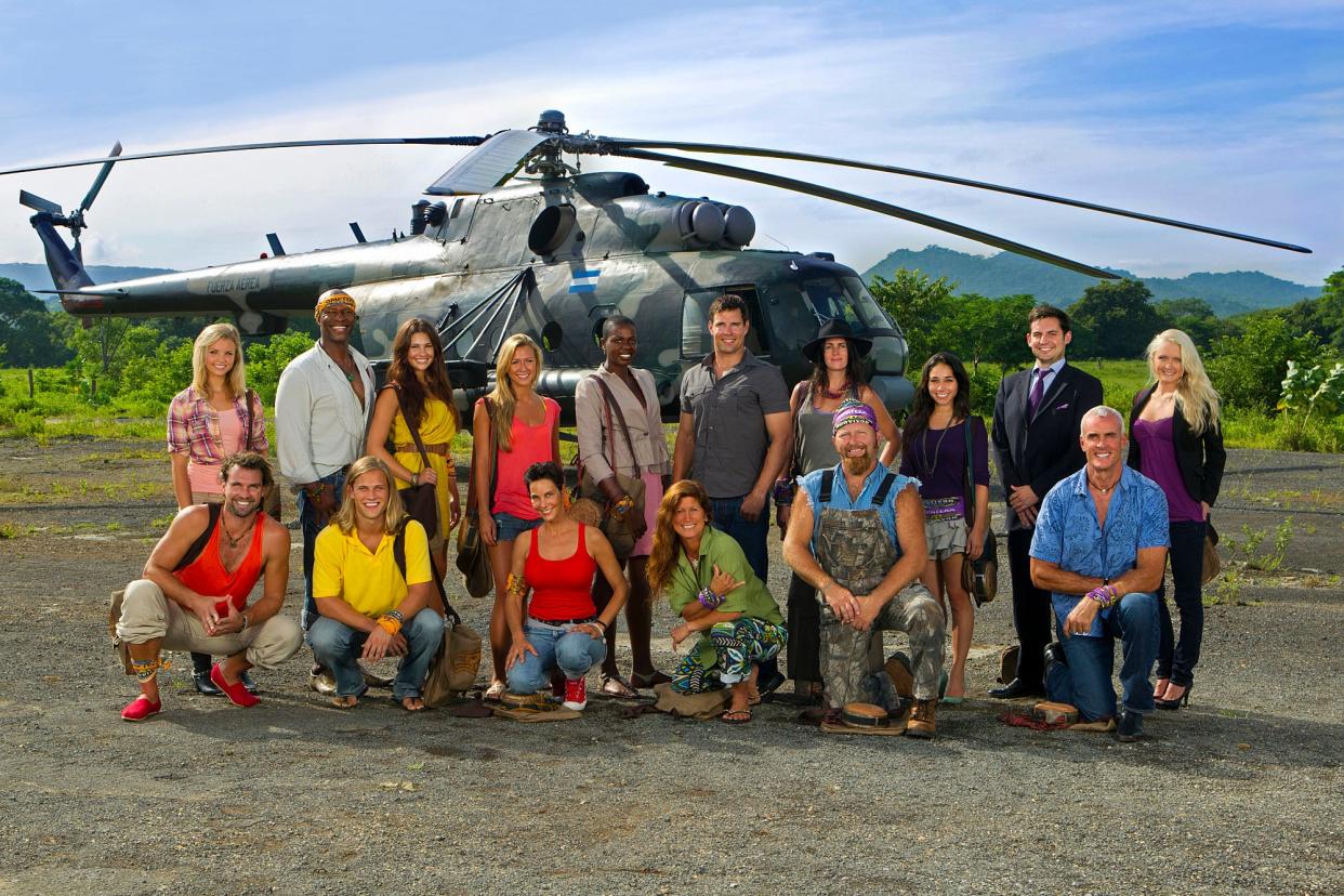 A file photo of 18 castaways on "Survivor: Redemption Island," the 22nd season of the reality TV show in 2011.