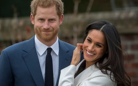 Not long to go... Prince Harry and Meghan Markle on the day they announced their engagement - Credit: Paul Grover for the Telegraph