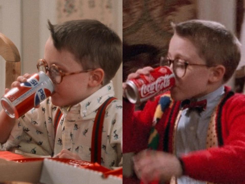 fletcher drinking pepsi in home alone and fletcher drinking coke in home alone 2